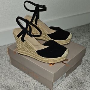 Crown Vintage Black Wedge Espadrille Sandals